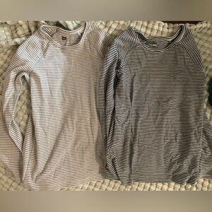 Two Tea long-sleeve shirts, striped, size 8